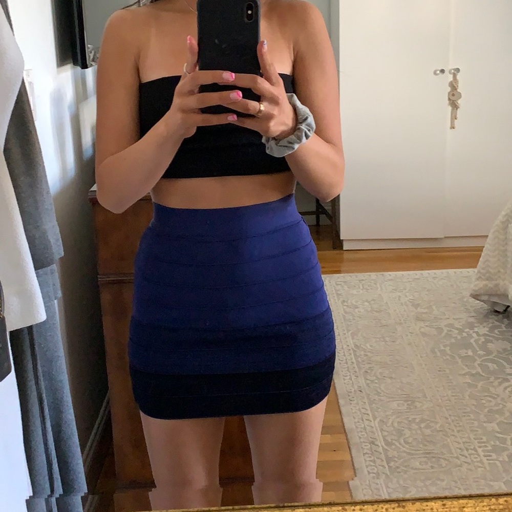 gradient blue to black tight skirt